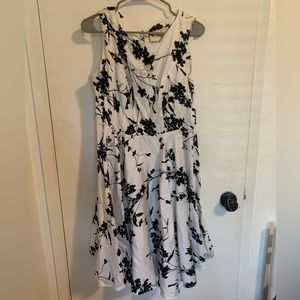 Black and white floral 50s style dress